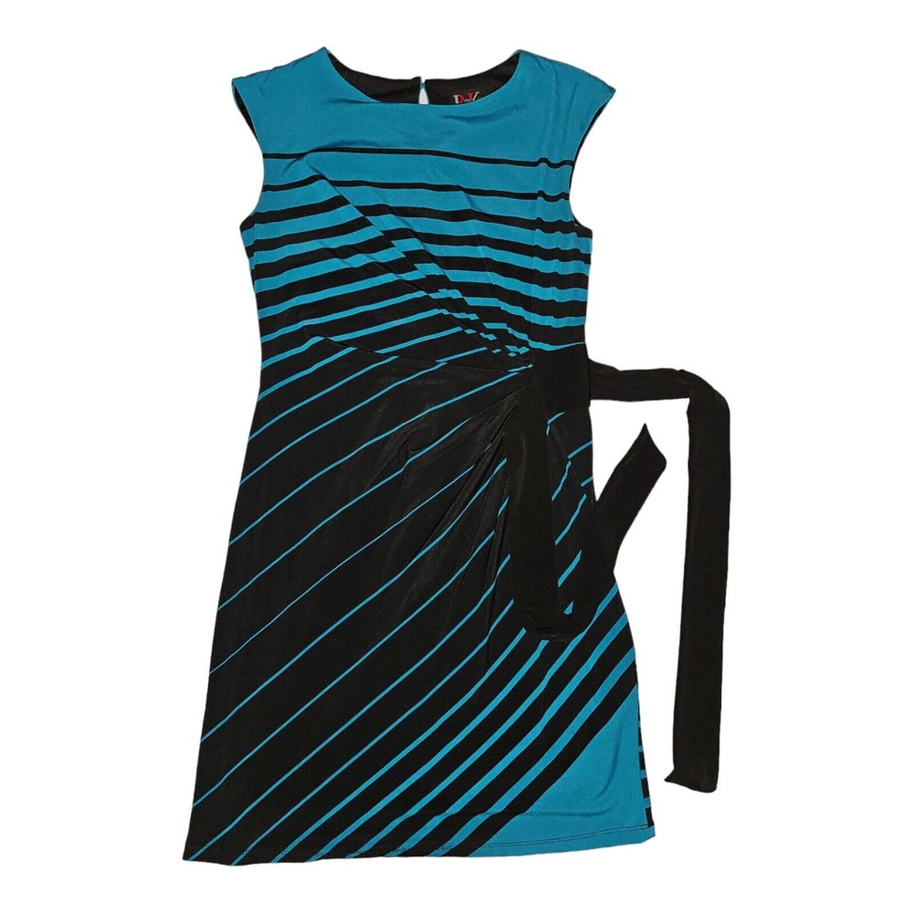 R&K Pencil Dress Petite Medium Women's Sleeveless Self Tie Belt Casual Preppy - Picture 2 of 8